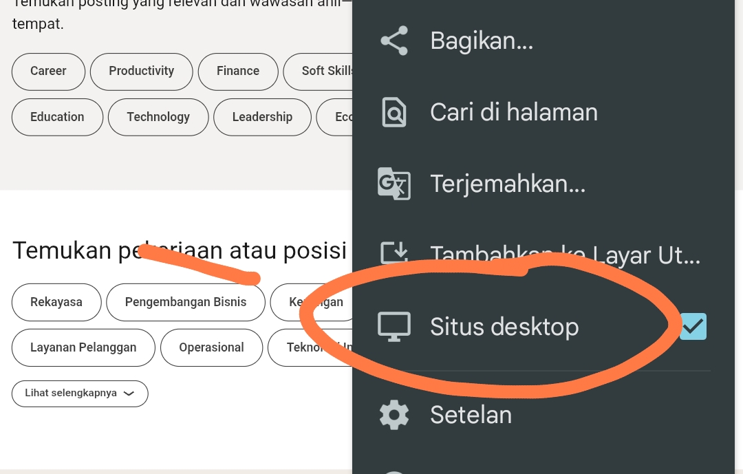 Cek usia akun di browser desktop
